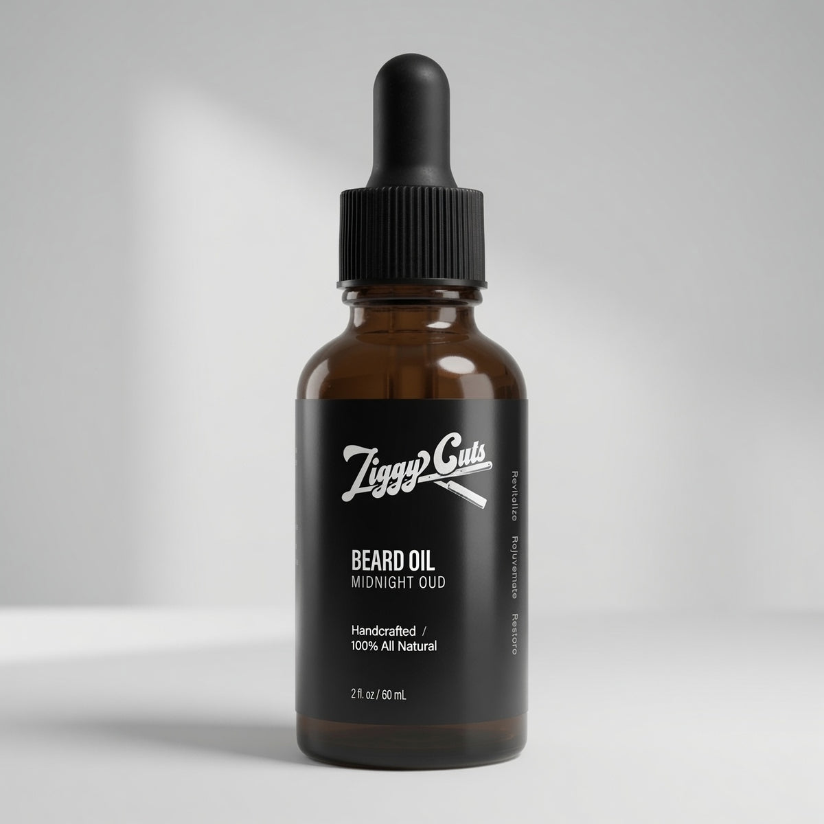 Midnight Oud beard oil bottle by Ziggy Cuts