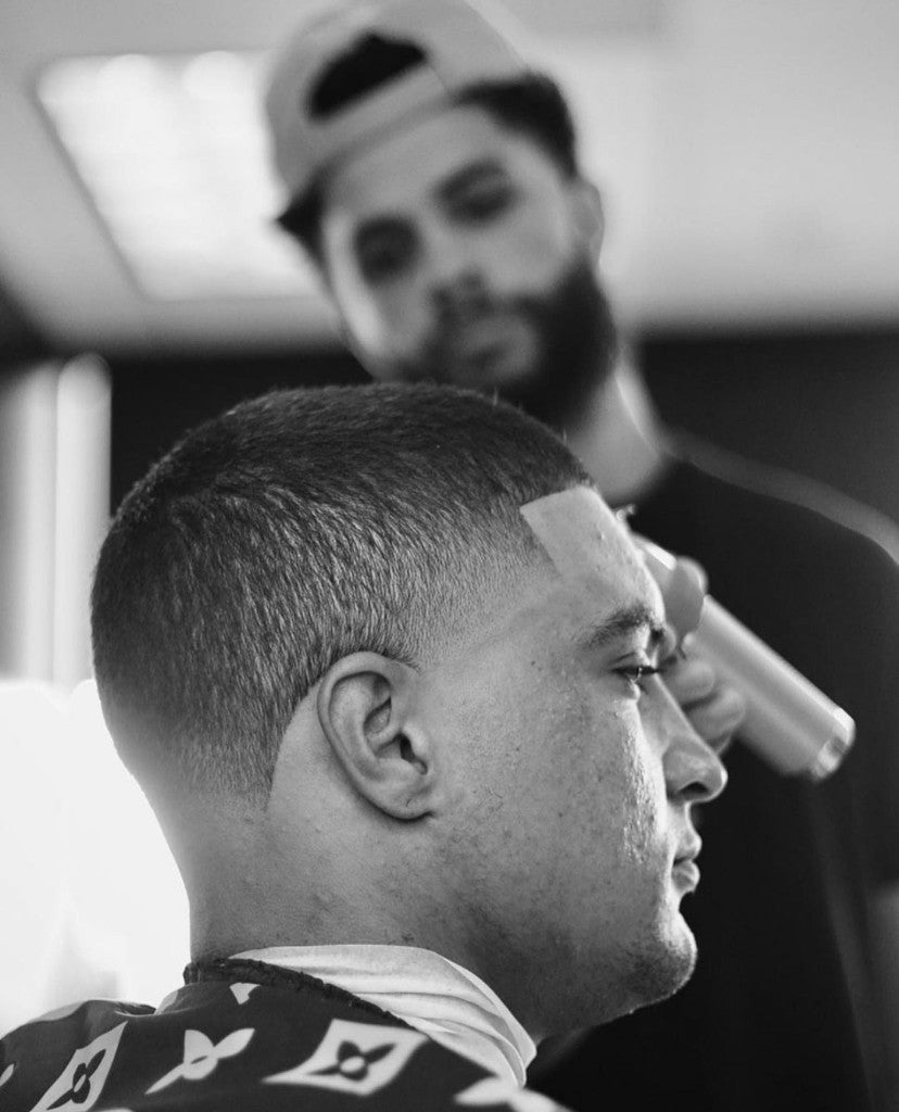 Ziggy at work in the barbershop